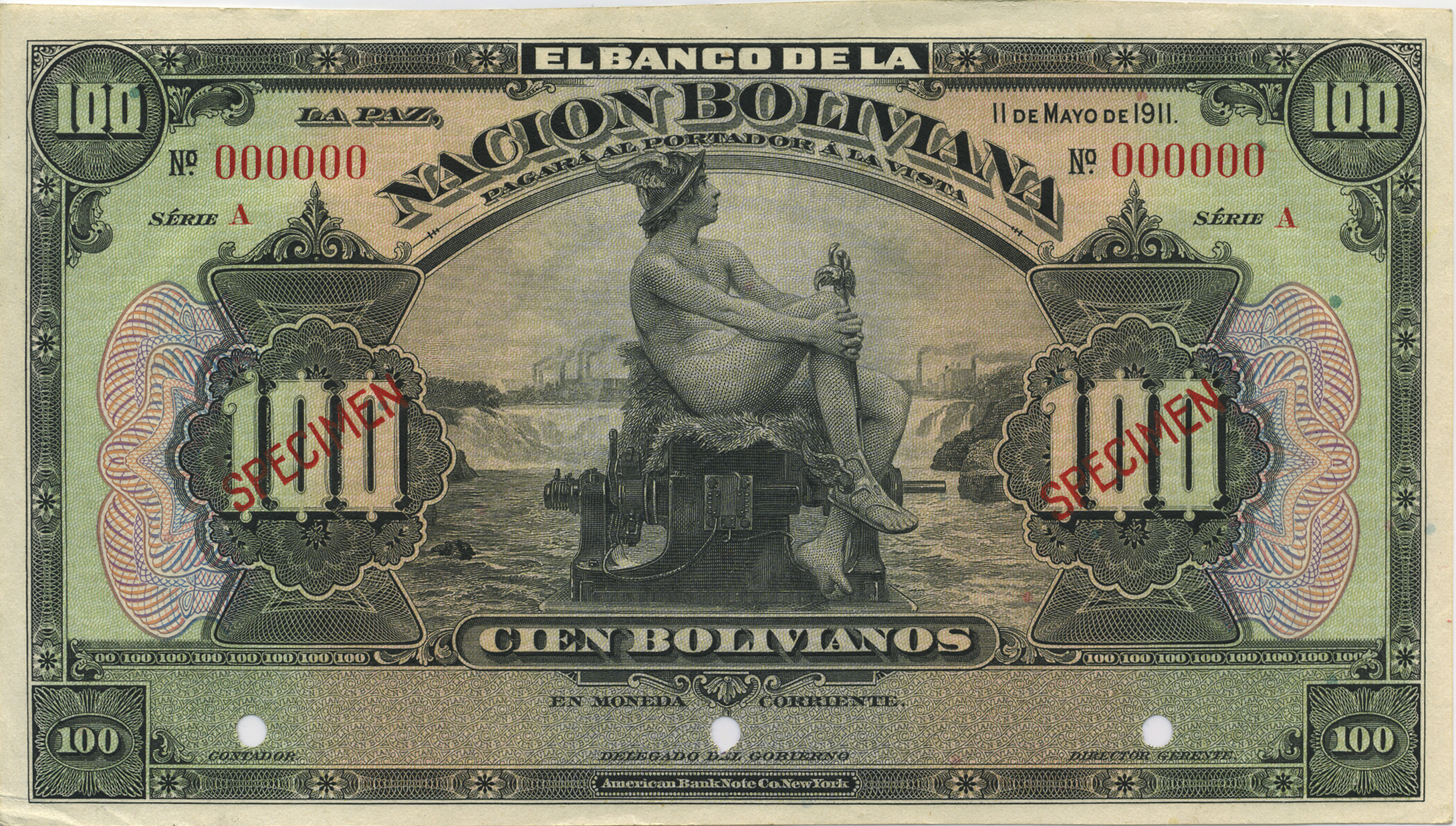  Two diagonal red SPECIMEN ovpts front; no sig ; all-zero s/n 