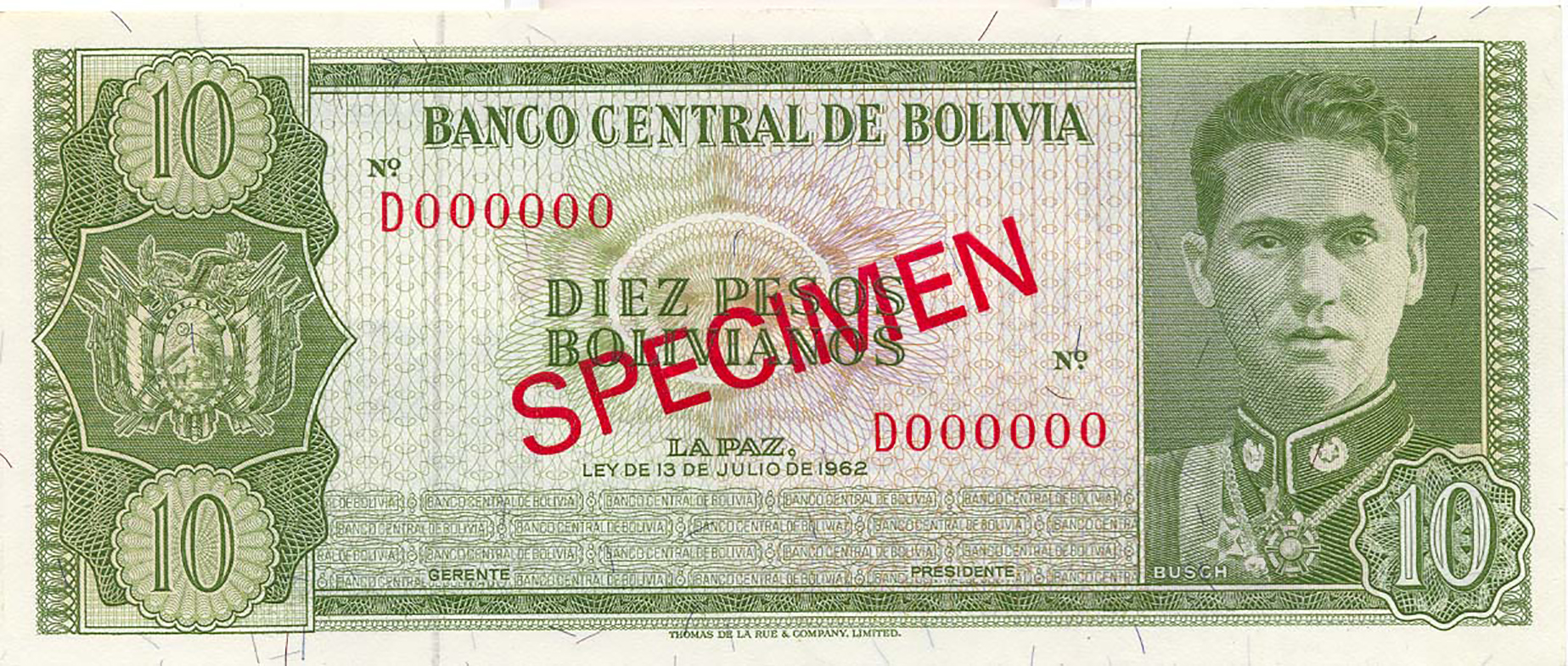  Diagonal red SPECIMEN ovpt front/back; no sig ; all-zero s/n 