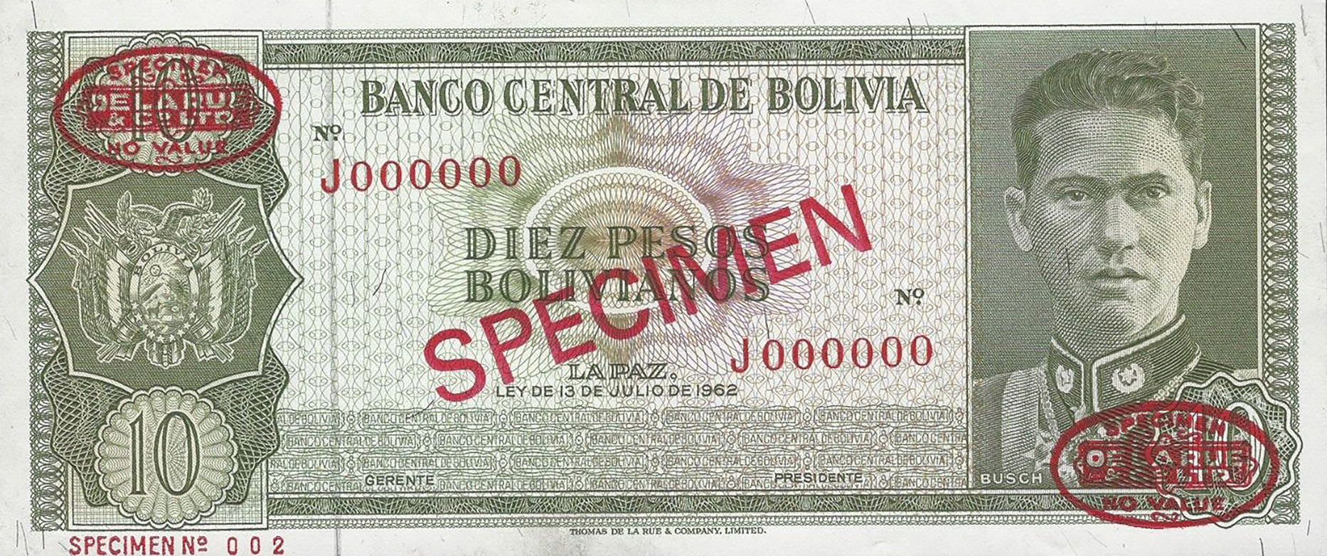 Banco Pennyral de Bolivia 10 pesos bolivianos = 10,000