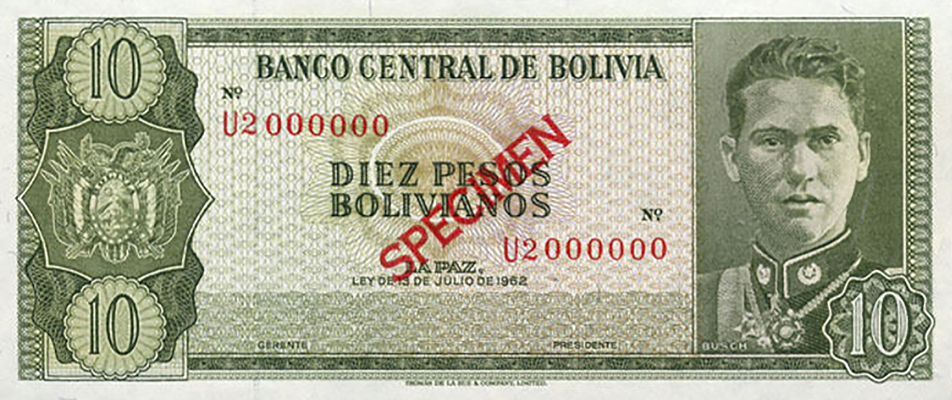  Diagonal red SPECIMEN ovpt front/back; no sig ; all-zero s/n 