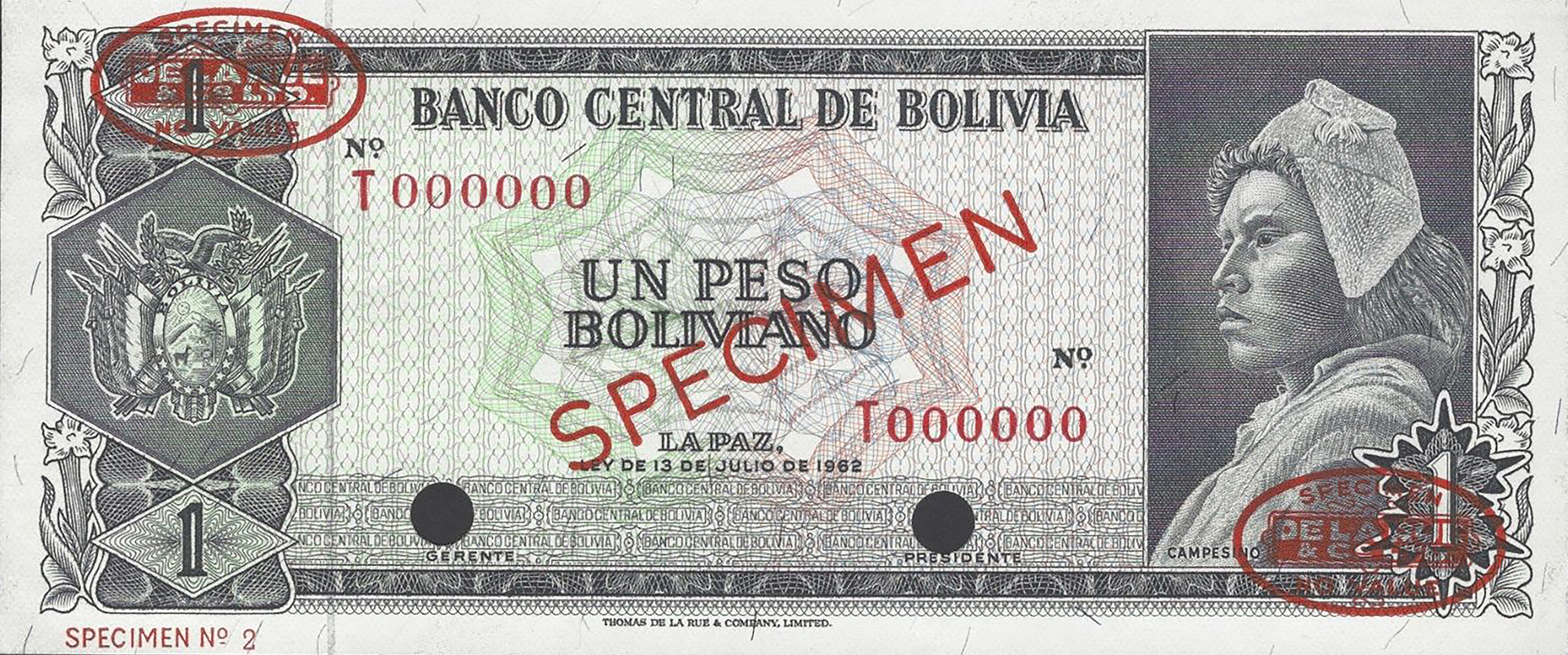  Diagonal red SPECIMEN and DLR oval ovpts; horizontal red SPECIMEN No ovpt lower left; all-zero s/n 