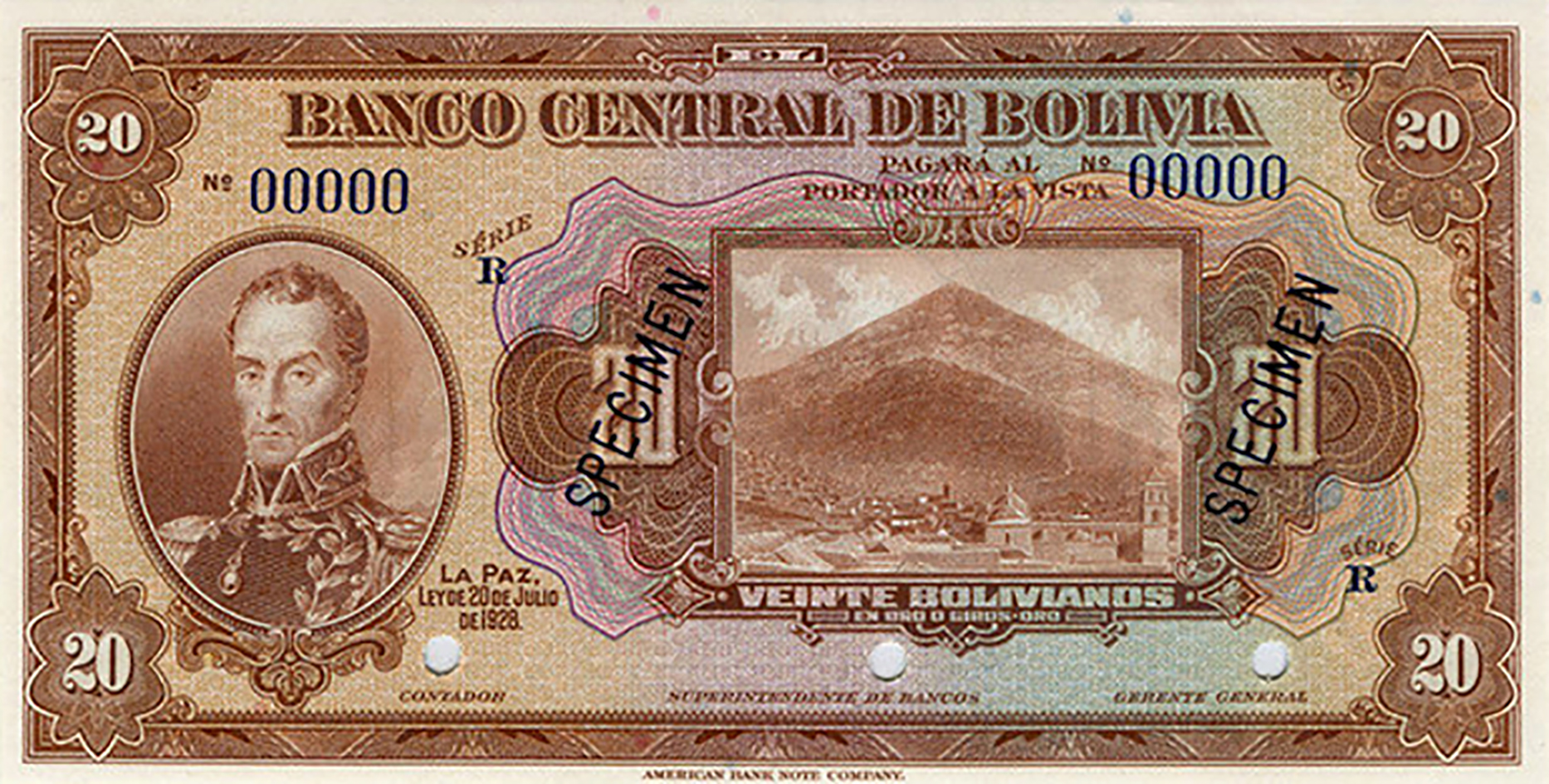  Two diagonal blue SPECIMEN ovpts front; no sig ; all-zero s/n 