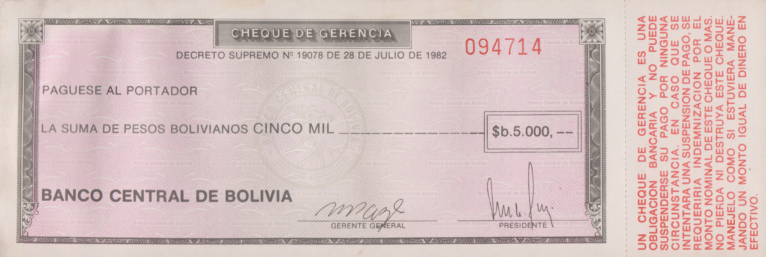  28 DE JULIO DE 1982 Sig 65: Paz/Fabbri 