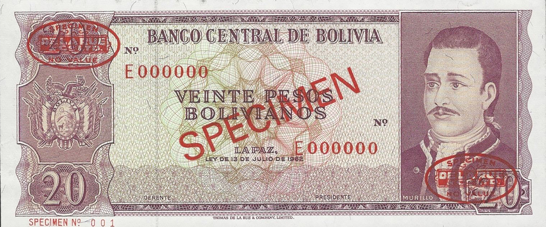  Diagonal red SPECIMEN and DLR oval ovpts; horizontal red SPECIMEN No ovpt lower left; no sig ; all-zero s/n 