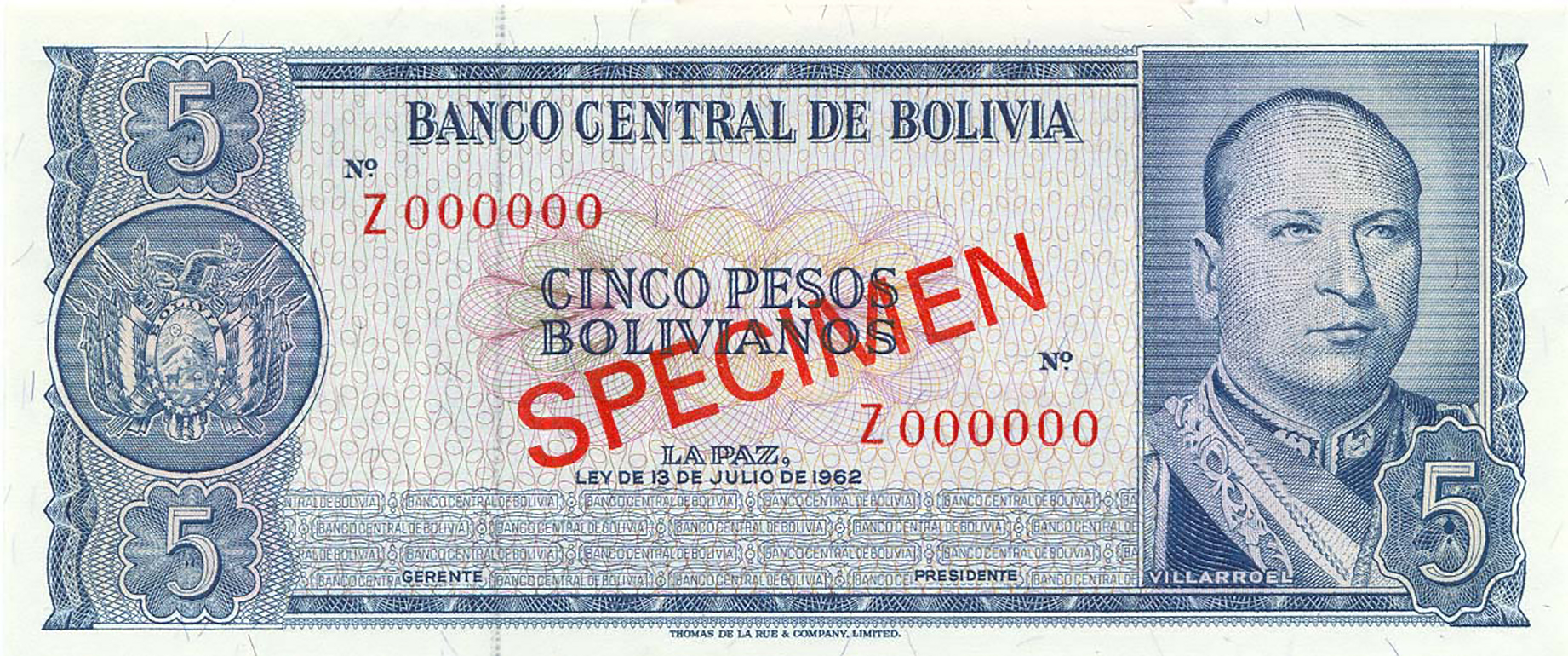  Diagonal bold red SPECIMEN ovpt front/back; no sig ; all-zero s/n 