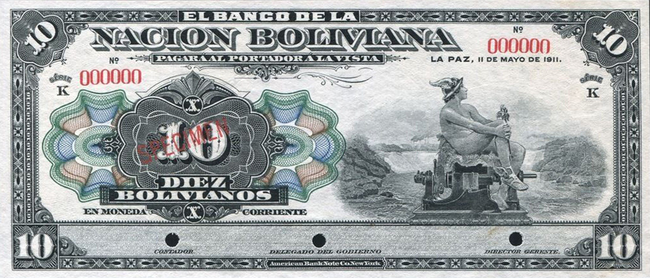  Diagonal red SPECIMEN ovpt front; no sig ; all-zero s/n 