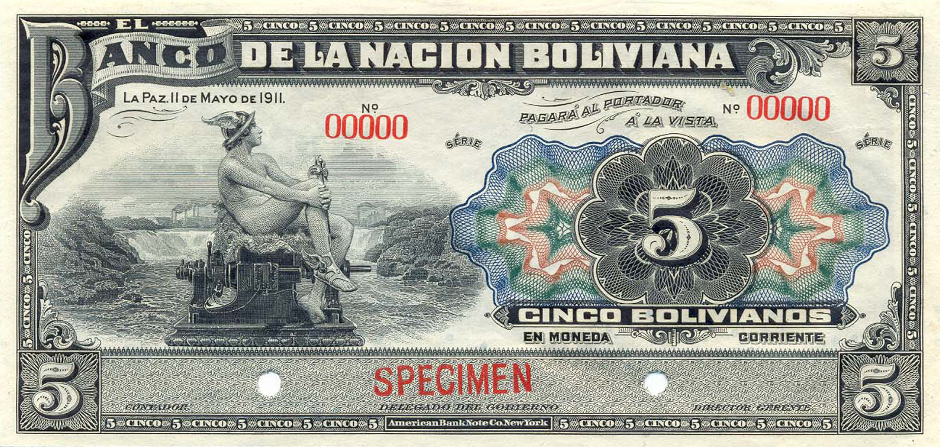  Horizontal red SPECIMEN ovpt front; no sig ; no series; all-zero s/n 