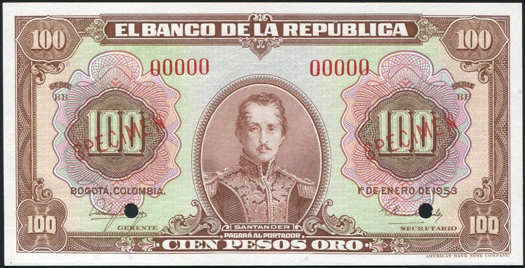  Two diagonal red SPECIMEN ovpts front; all-zero s/n 