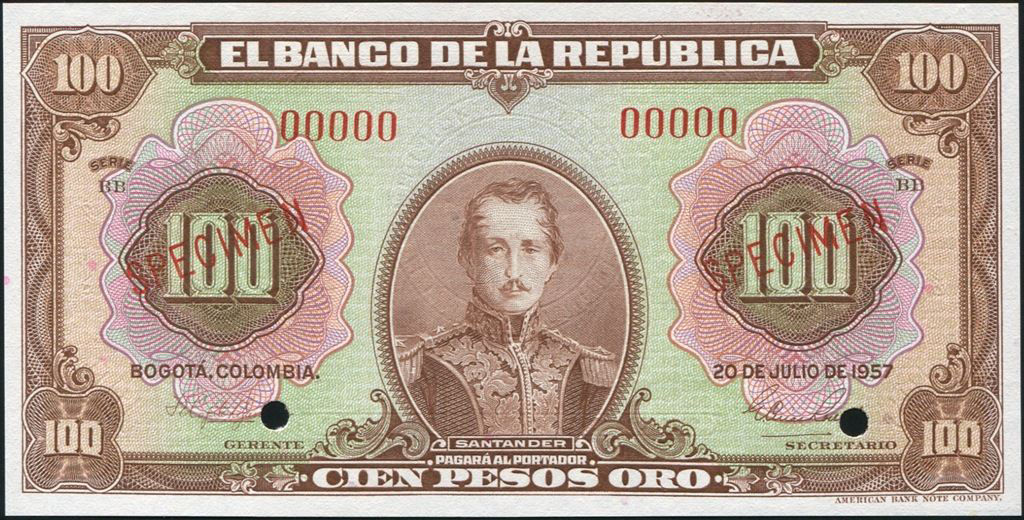  Two diagonal red SPECIMEN ovpts front; all-zero s/n 