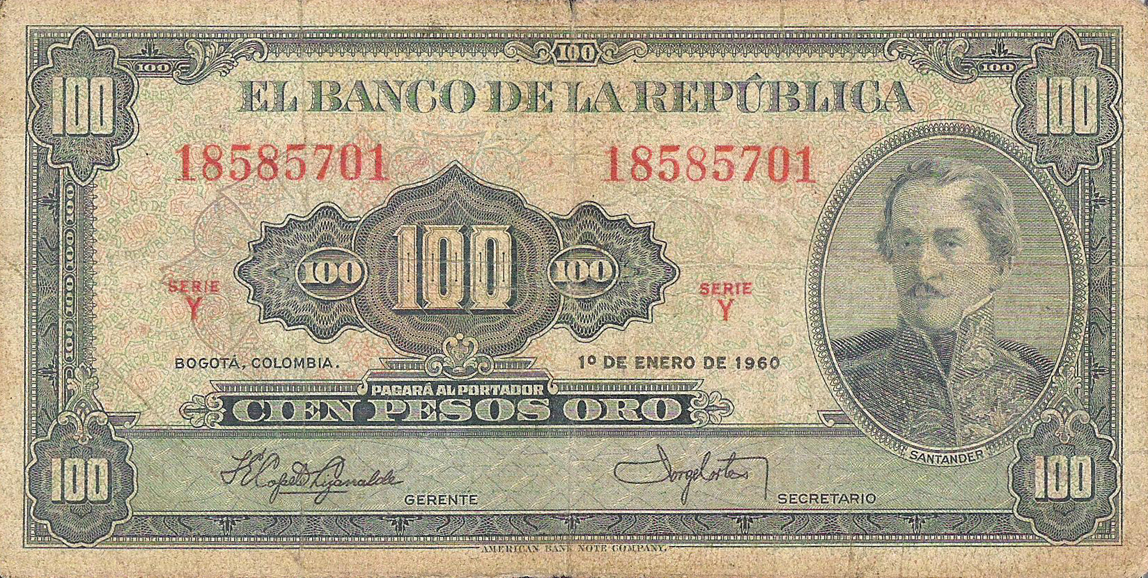  1o DE ENERO DE 1960 Sig 8: Copete/Cortés 8-digit s/n 