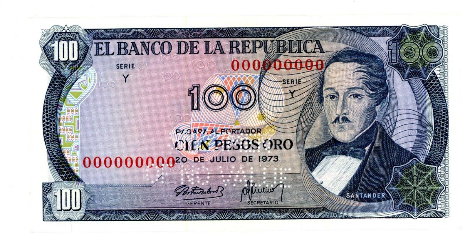  Horizontal SPECIMEN / OF NO VALUE perf; all-zero s/n 