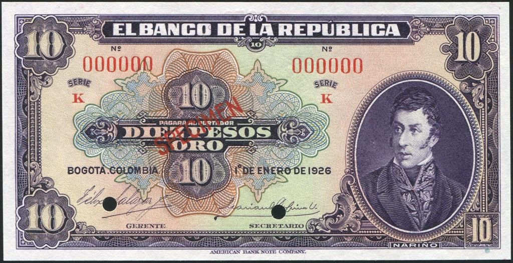  Diagonal red SPECIMEN ovpt front; all-zero s/n 