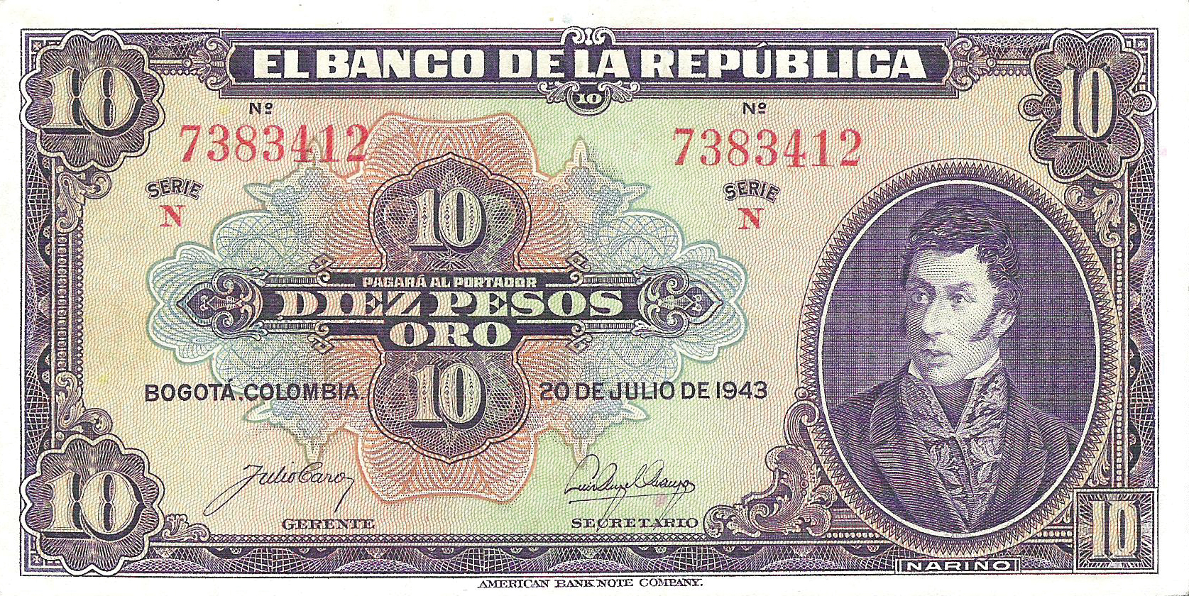  20 DE JULIO DE 1943 Sig 4: Caro/Arango 