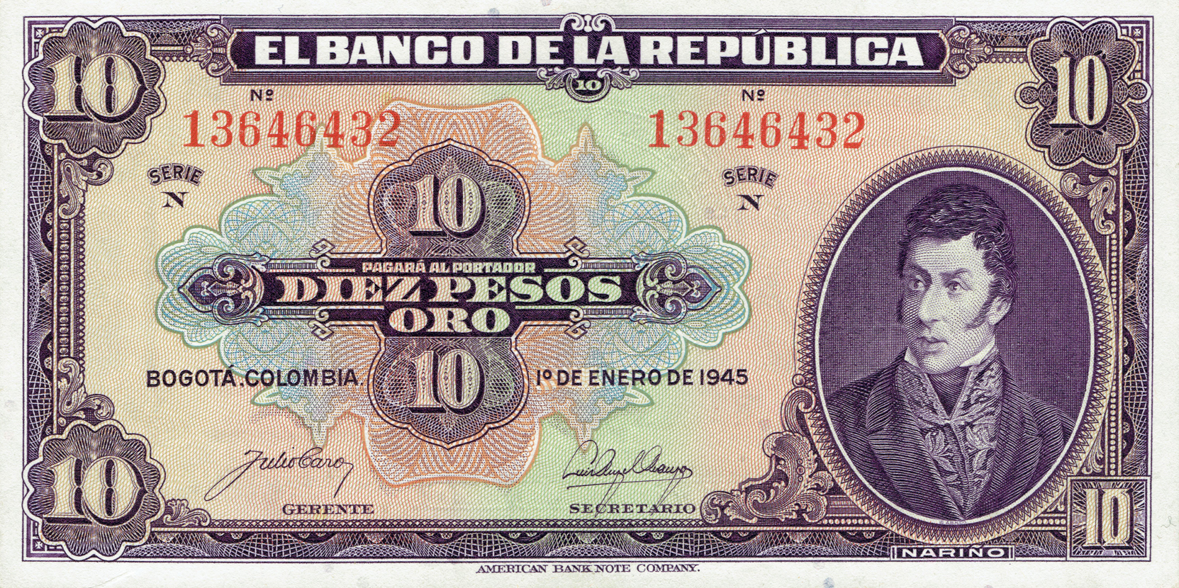  1o DE ENERO DE 1945 8-digit s/n 