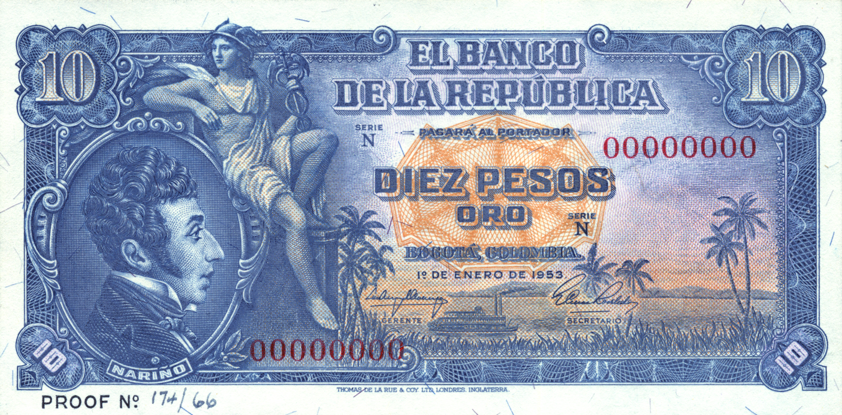  Separate front/back uniface proof; horizontal black PROOF No # ovpt lower left; no s/n 