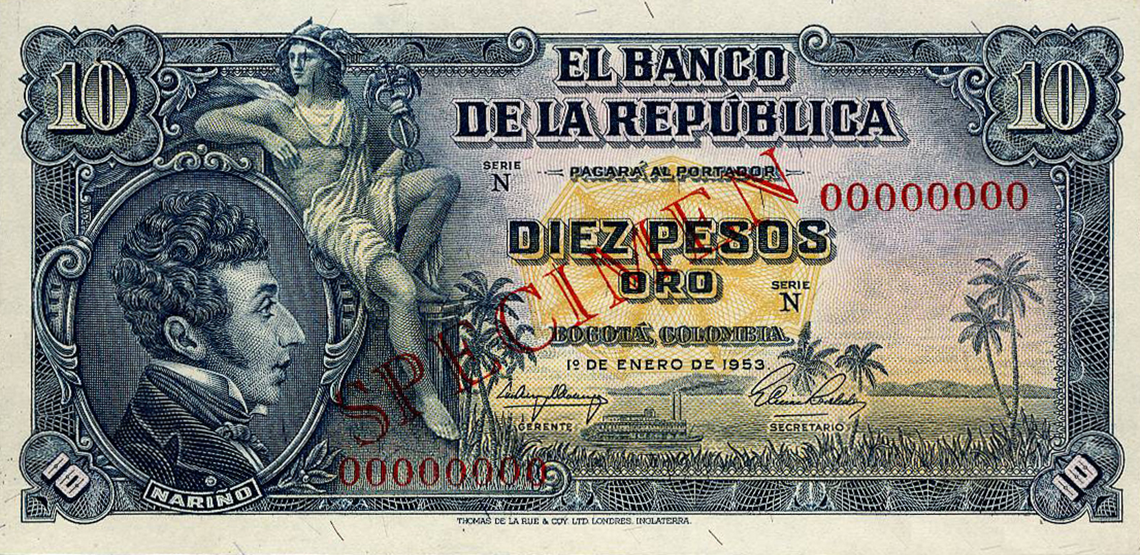  Diagonal red hollow SPECIMEN ovpt front/back; all-zero s/n 