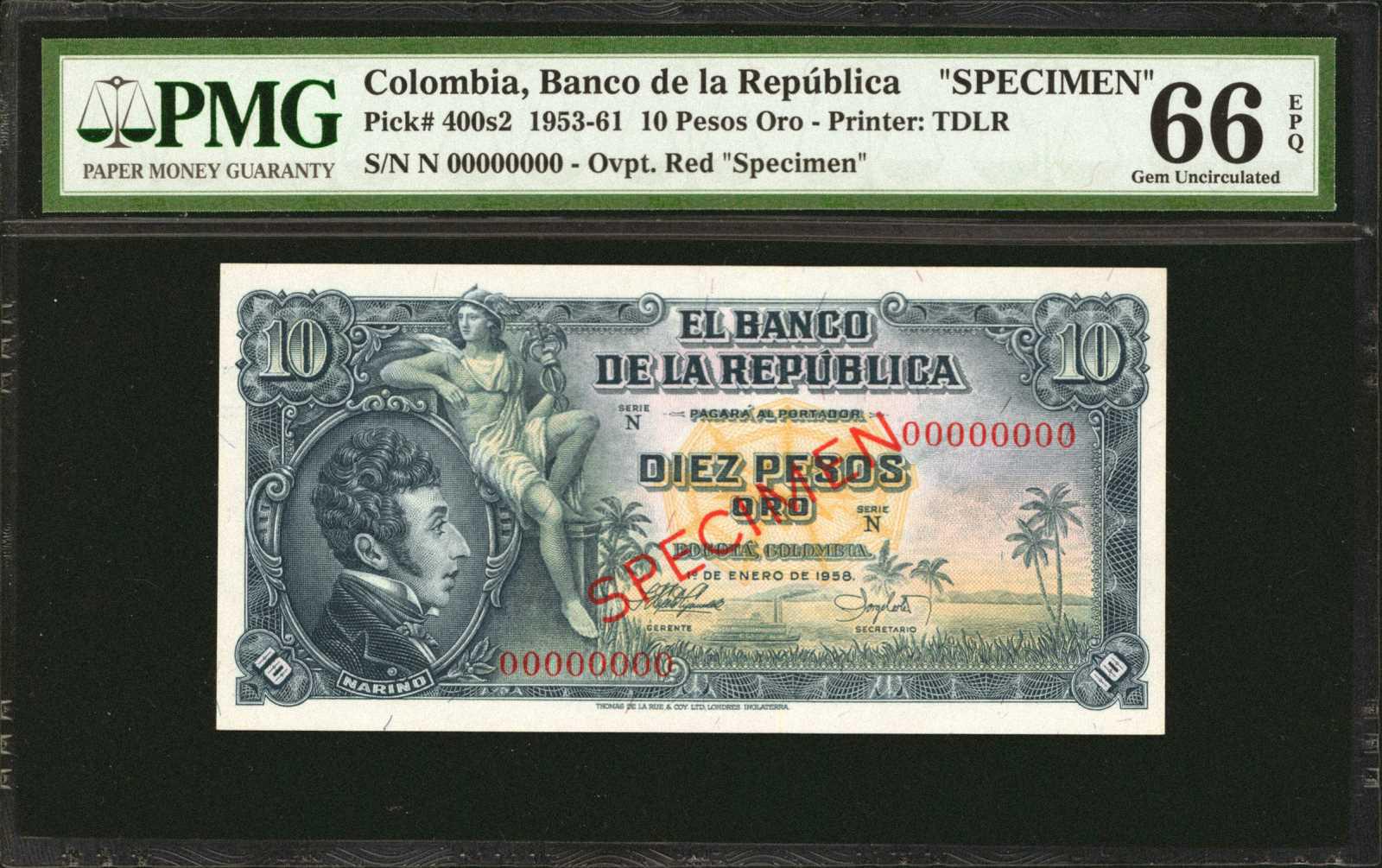  Diagonal red hollow SPECIMEN ovpt front/back; all-zero s/n 