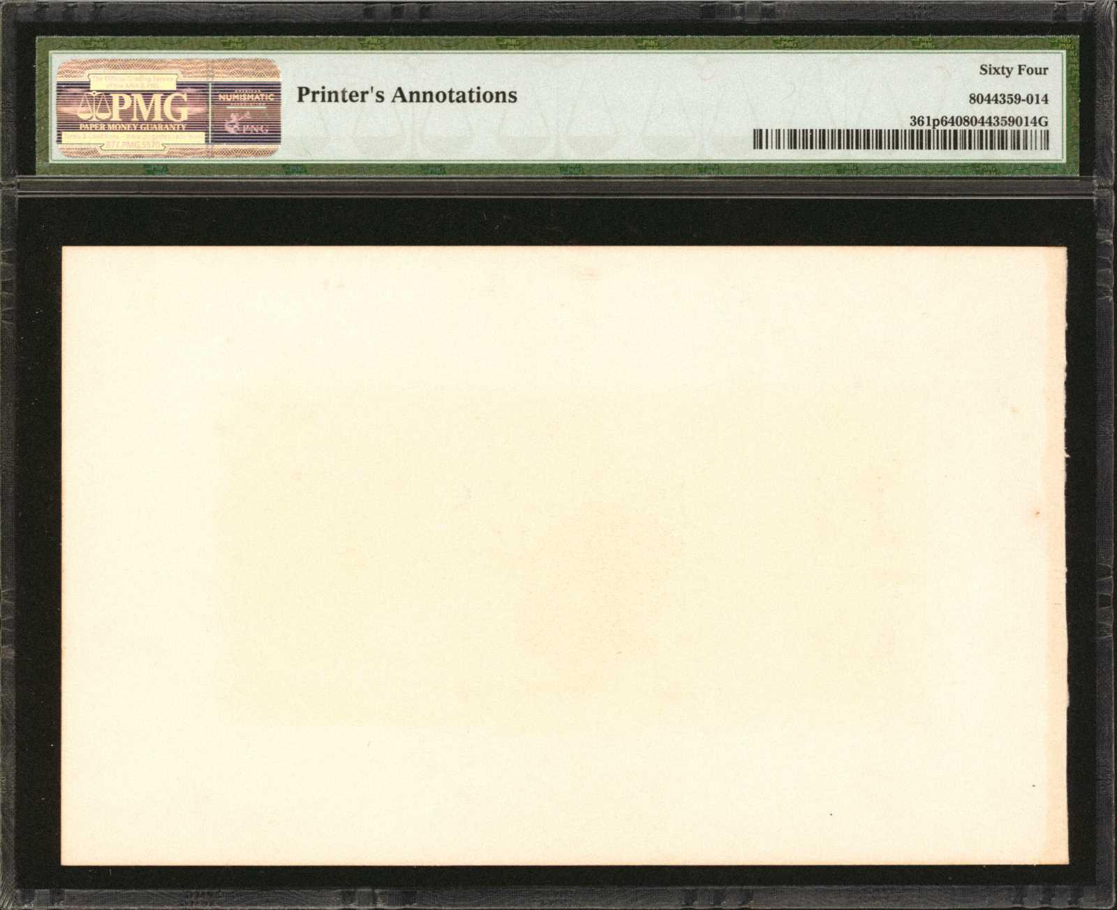  Separate uniface front/back; no ovpt; no perf; all-zero s/n 