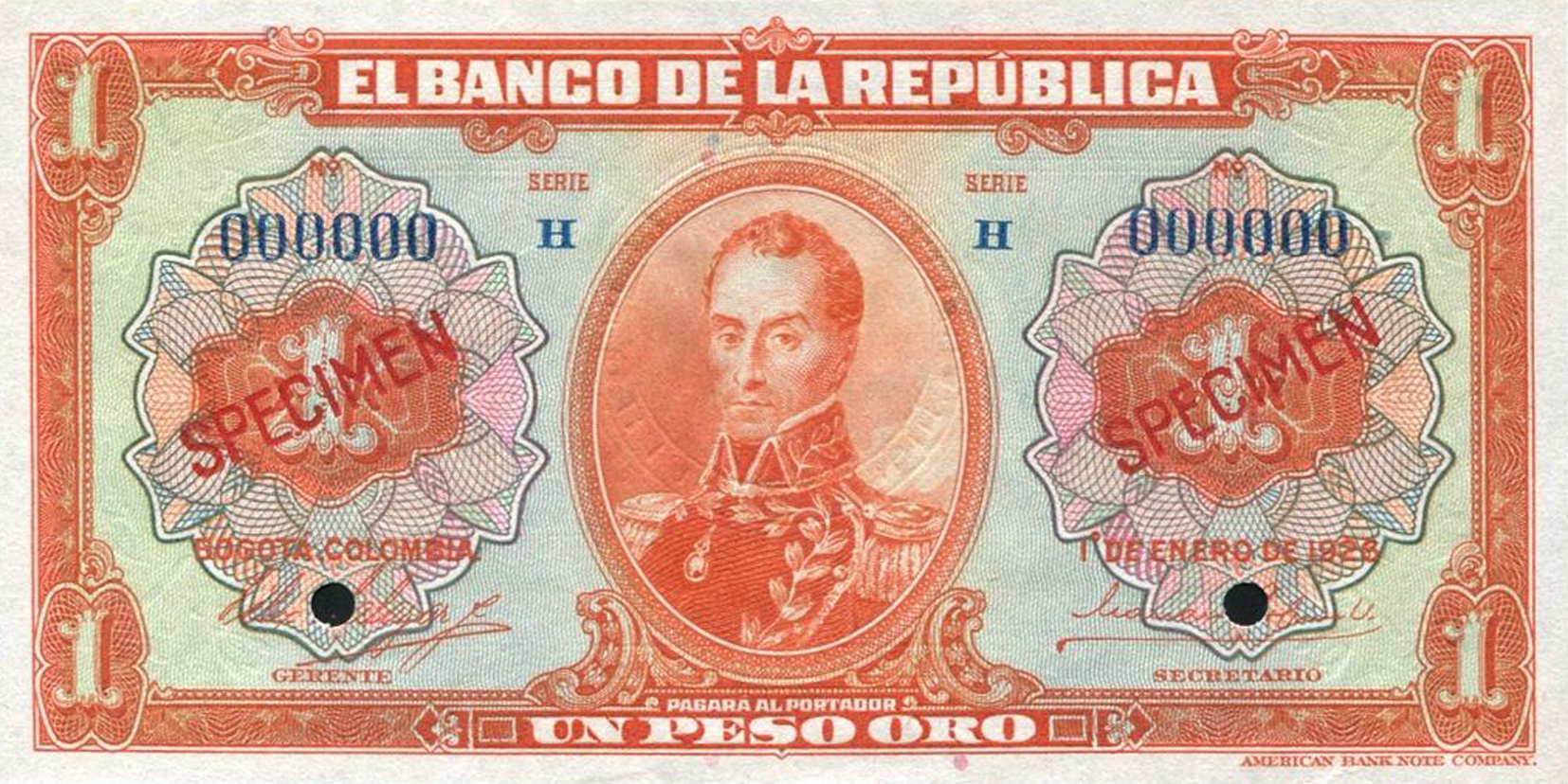  Two diagonal red SPECIMEN ovpts front; all-zero s/n 