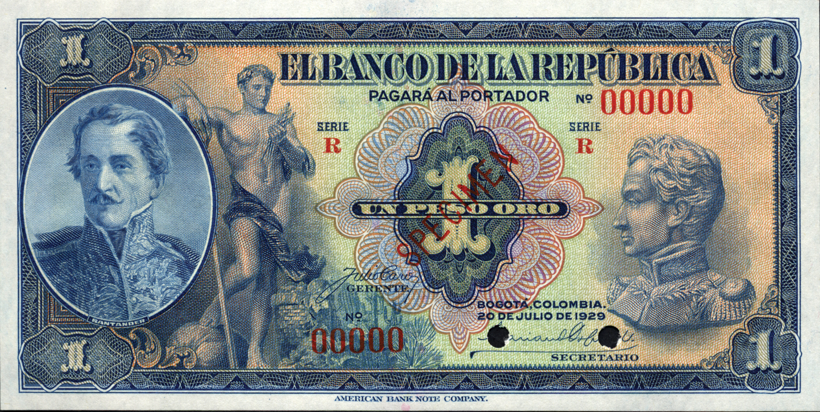  Diagonal red SPECIMEN ovpt front; all-zero s/n 