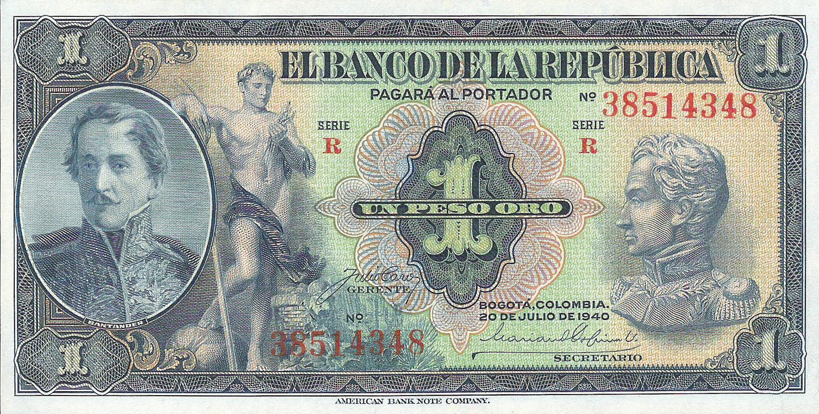  20 DE JULIO DE 1940 8-digit s/n 