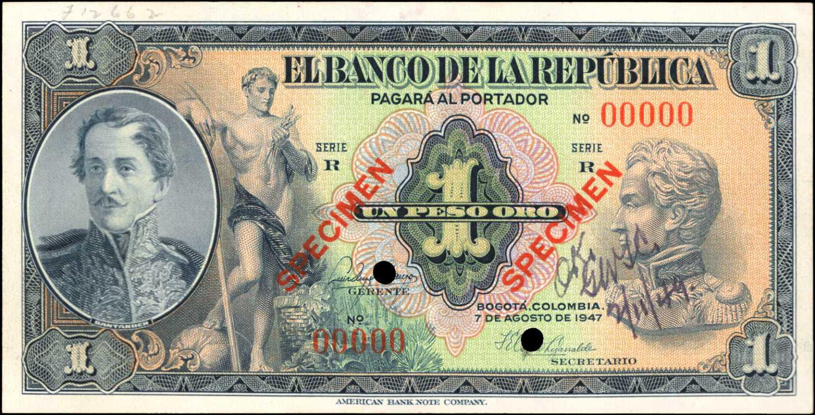  Two diagonal red SPECIMEN ovpts front/back; all-zero s/n 