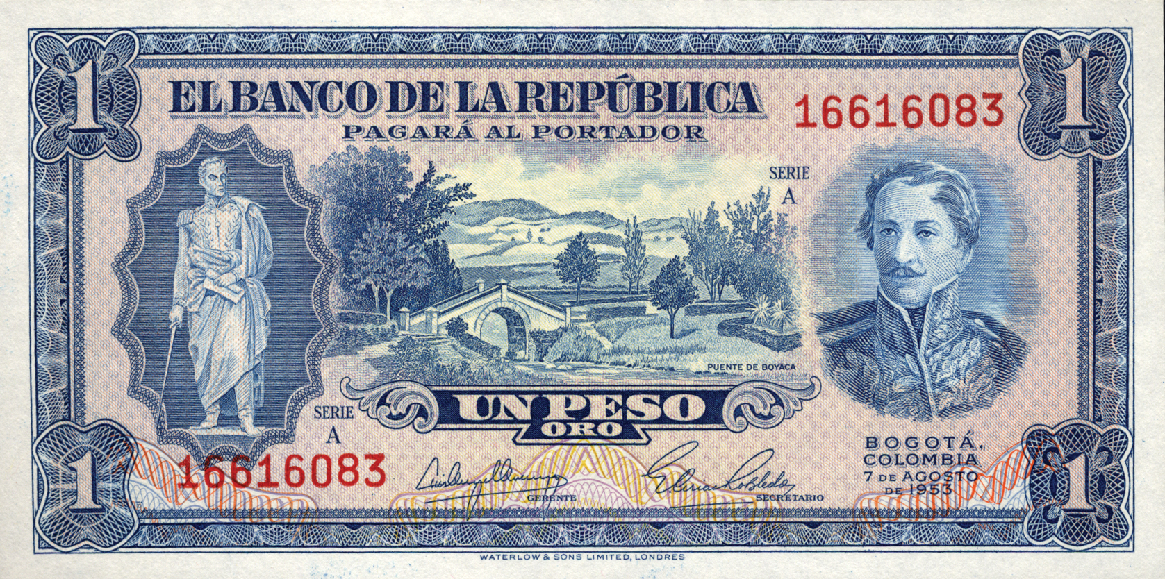  7 de AGOSTO de 1953 Sig 7: Arango/Robledo Series A 8-digit s/n 