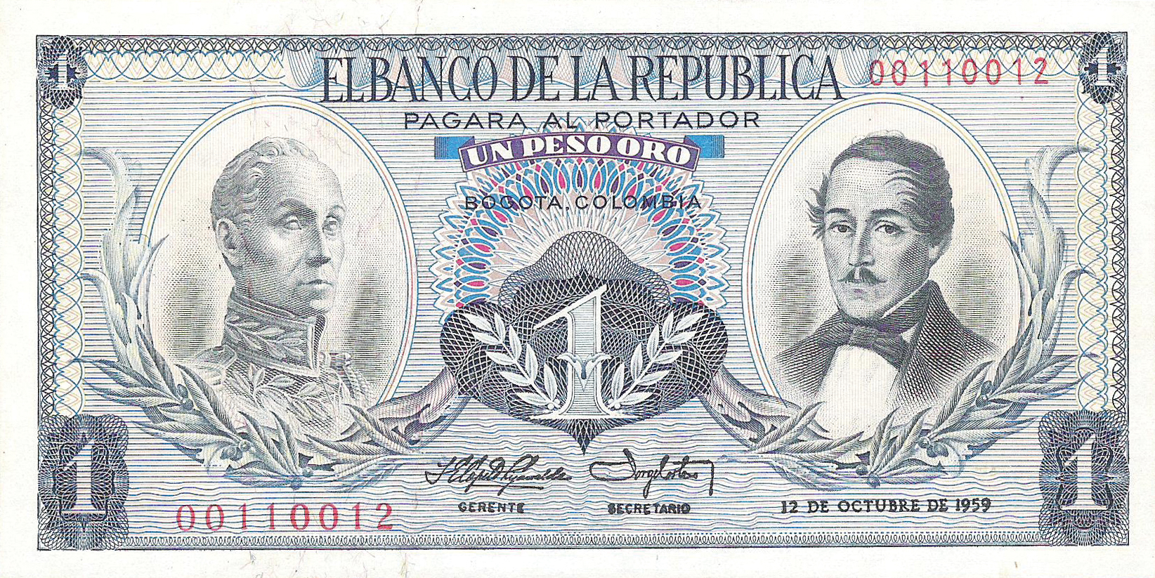  12 DE OCTUBRE DE 1959 Sig 8: Copete/Cortés Solid security thread 8-digit s/n 