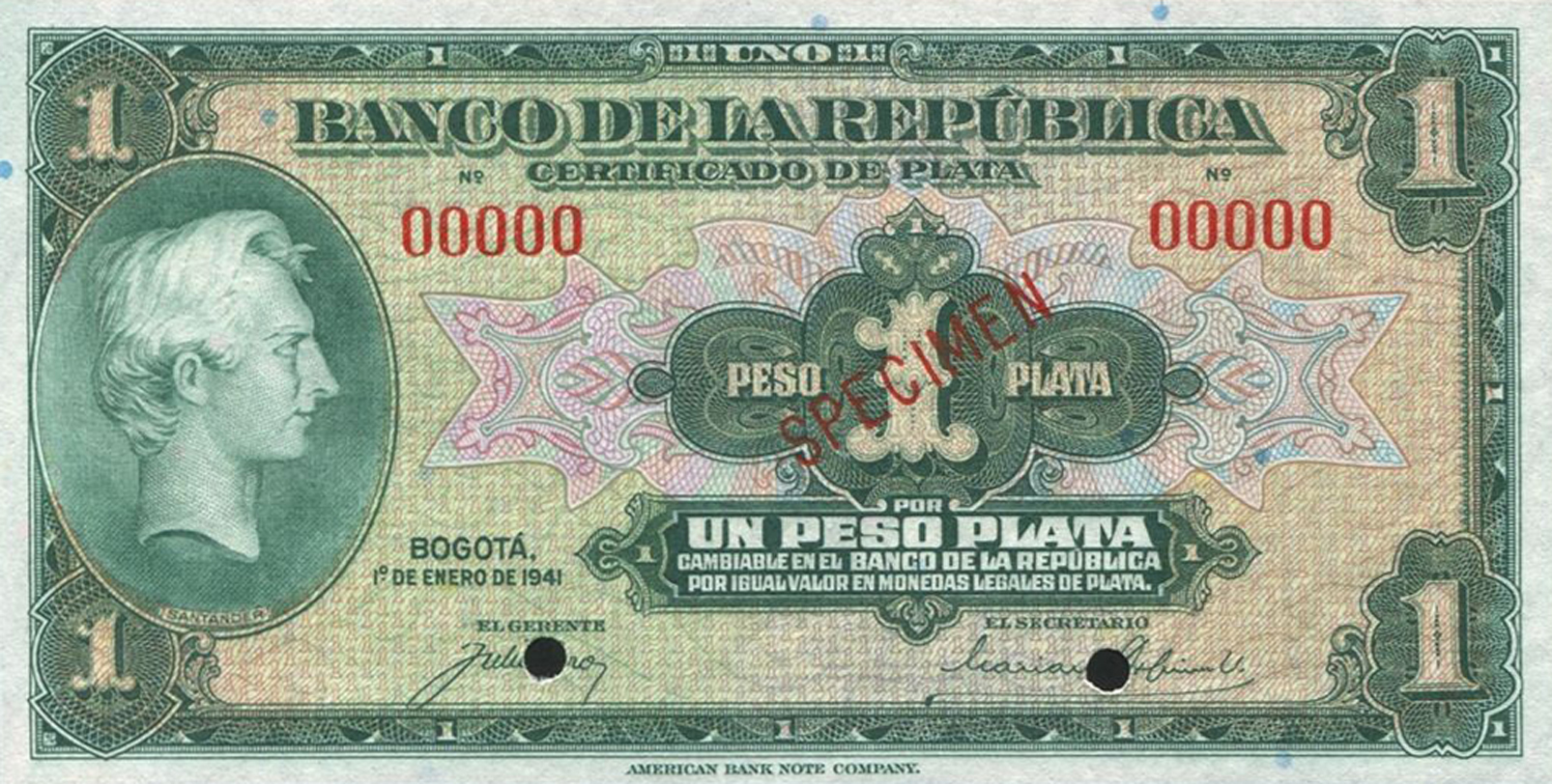  Diagonal red SPECIMEN ovpt front; all-zero s/n 