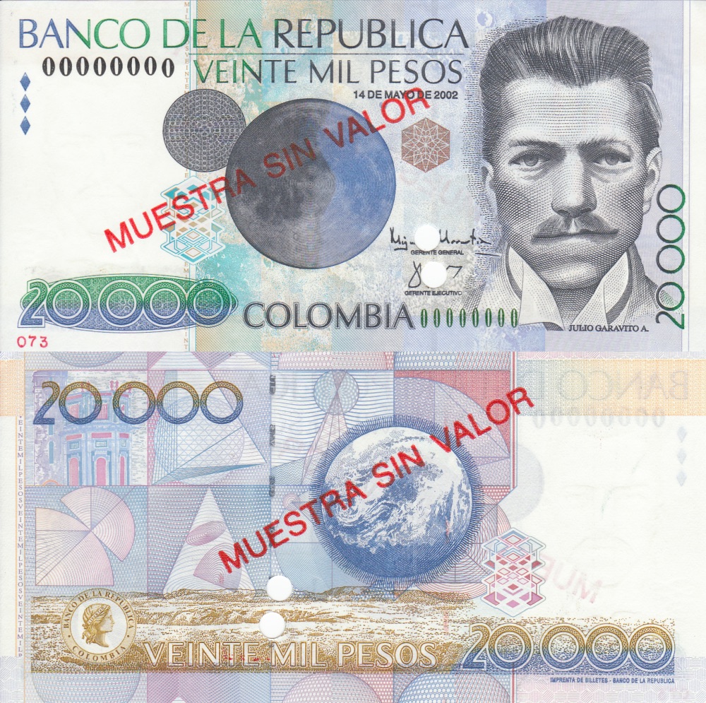  Diagonal red MUESTRA SIN VALOR ovpt front/back; horizontal red # ovpt lower left; all-zero s/n 