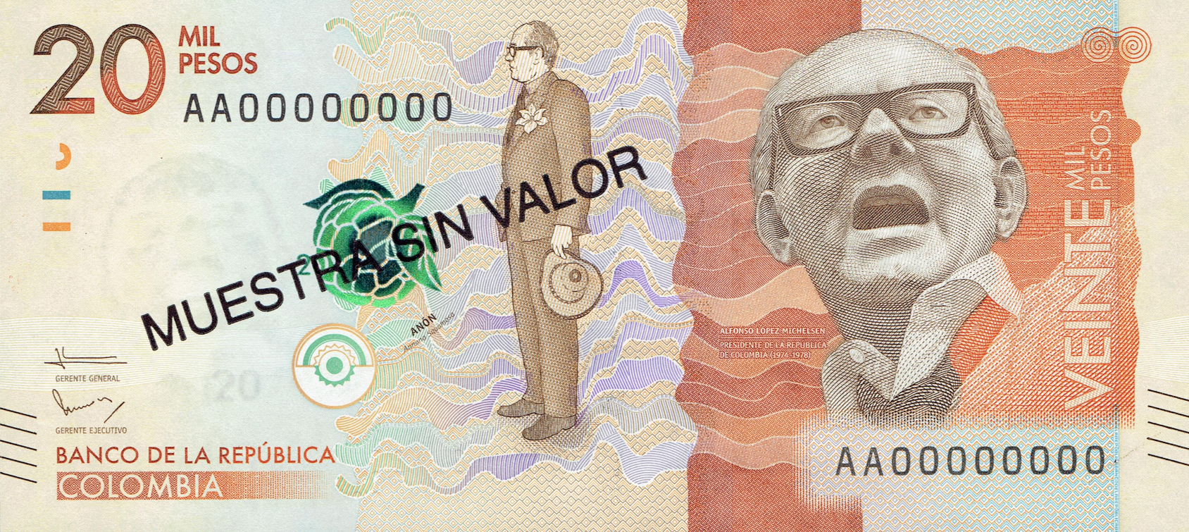  Diagonal black MUESTRA SIN VALOR ovpt front/back; all-zero s/n 