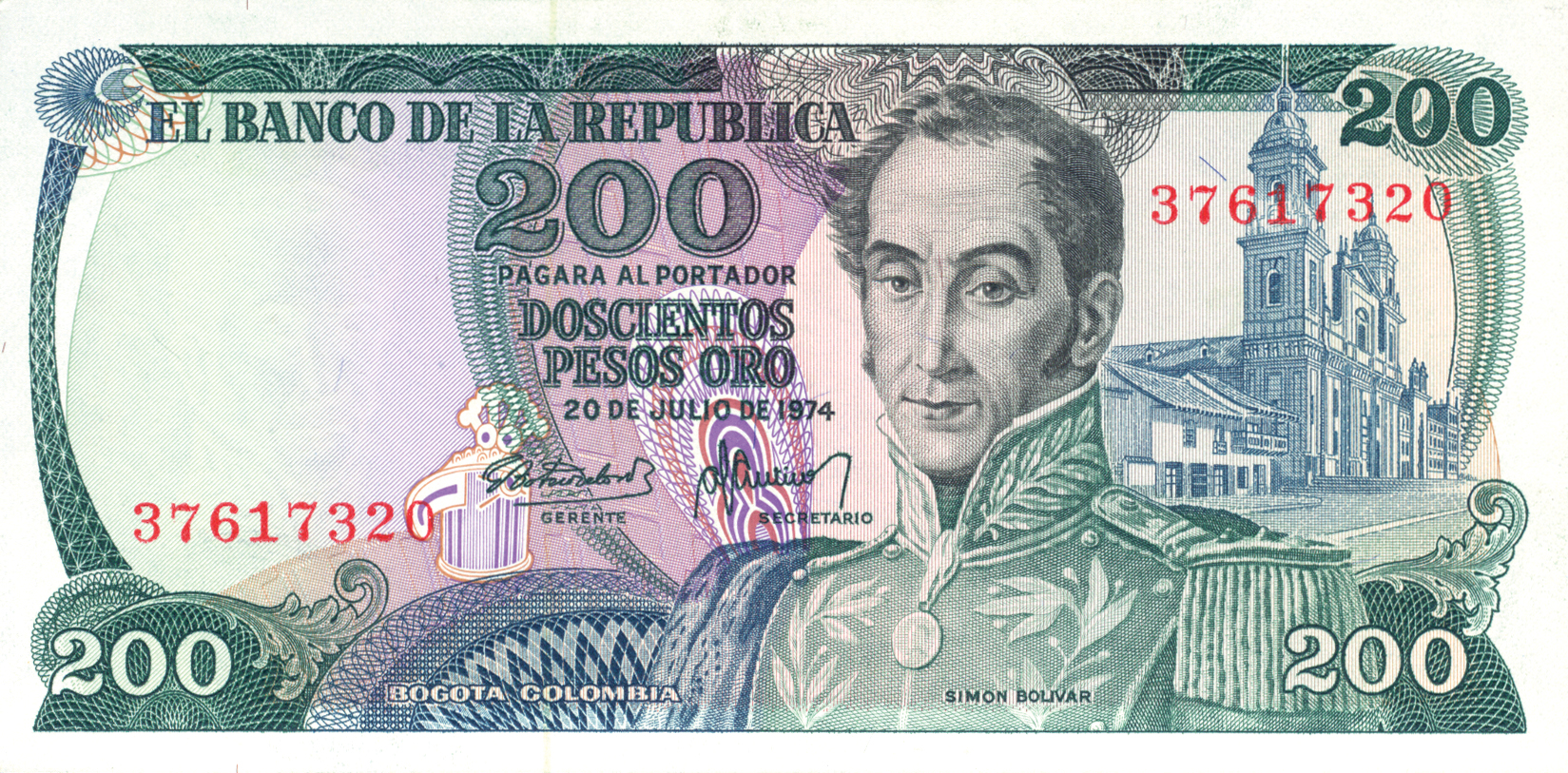  20 DE JULIO DE 1974 Sig 11: Botero/Gutiérrez 8-digit s/n 