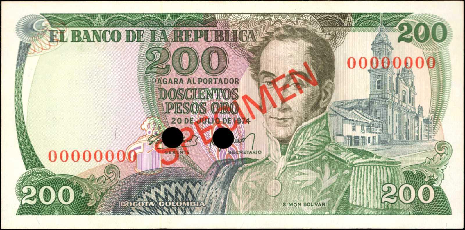  Diagonal red SPECIMEN ovpt front/back; all-zero s/n 