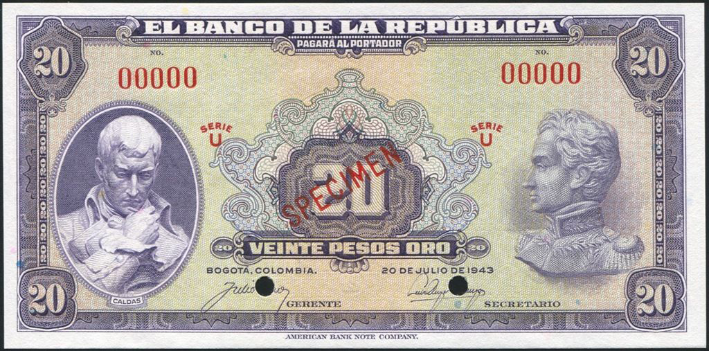  Diagonal red SPECIMEN ovpt front; all-zero s/n 