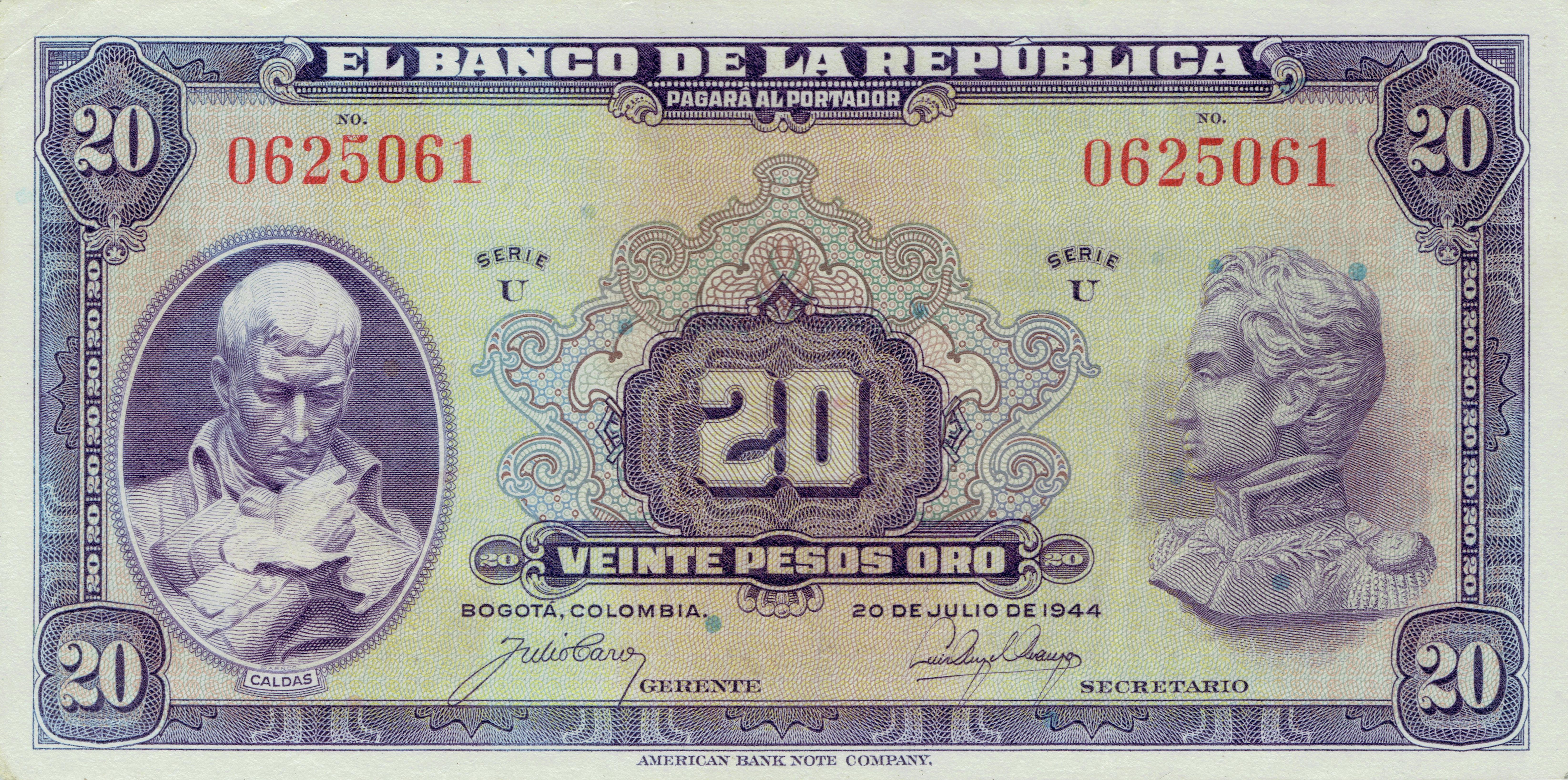  20 DE JULIO DE 1944 Series U in purple 