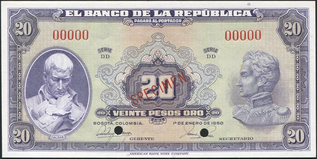  Diagonal red SPECIMEN ovpt front; all-zero s/n 