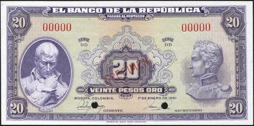  Diagonal red SPECIMEN ovpt front; all-zero s/n 