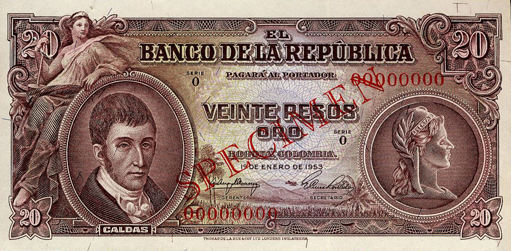  Diagonal red hollow SPECIMEN ovpt front/back; all-zero s/n 