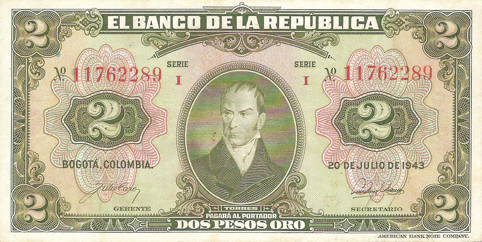  20 DE JULIO DE 1943 7- or 8-digit s/n 