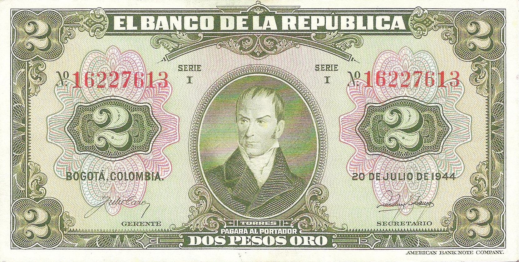  20 DE JULIO DE 1944 Series I in green 