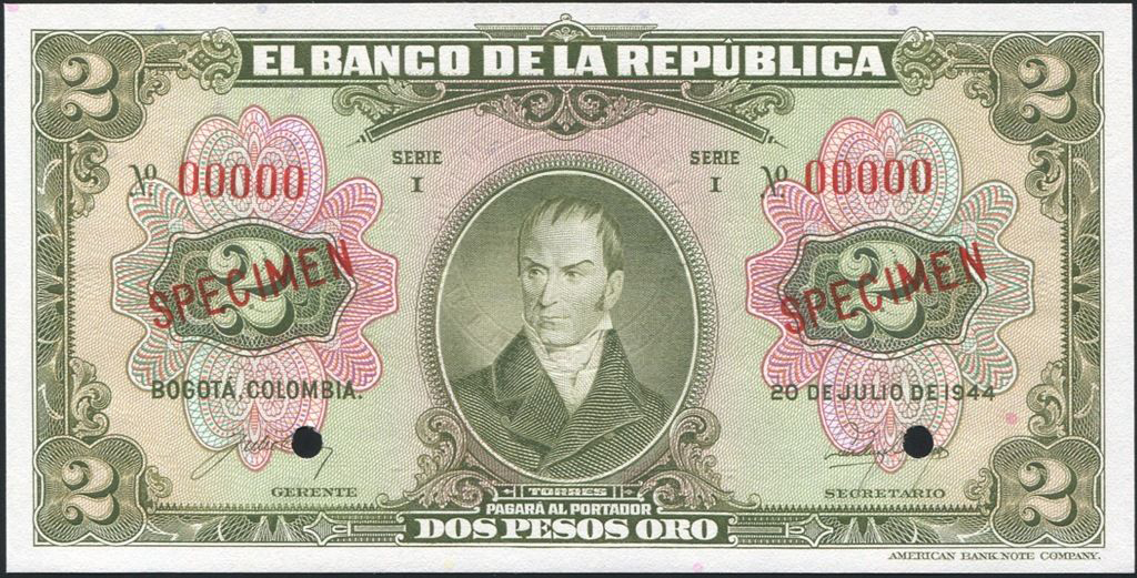  Two diagonal red SPECIMEN ovpts front; all-zero s/n 