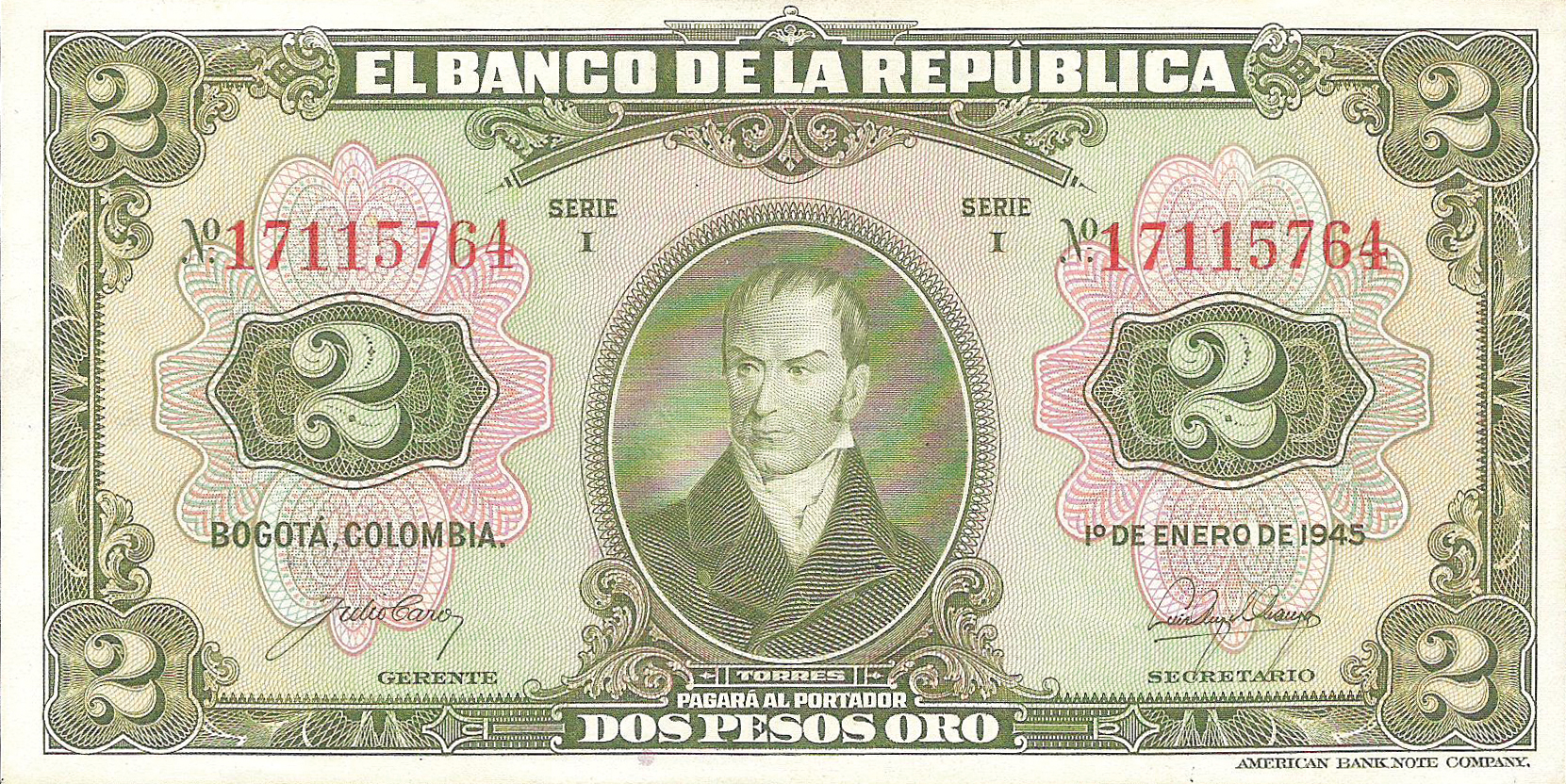  1o DE ENERO DE 1945 8-digit s/n 