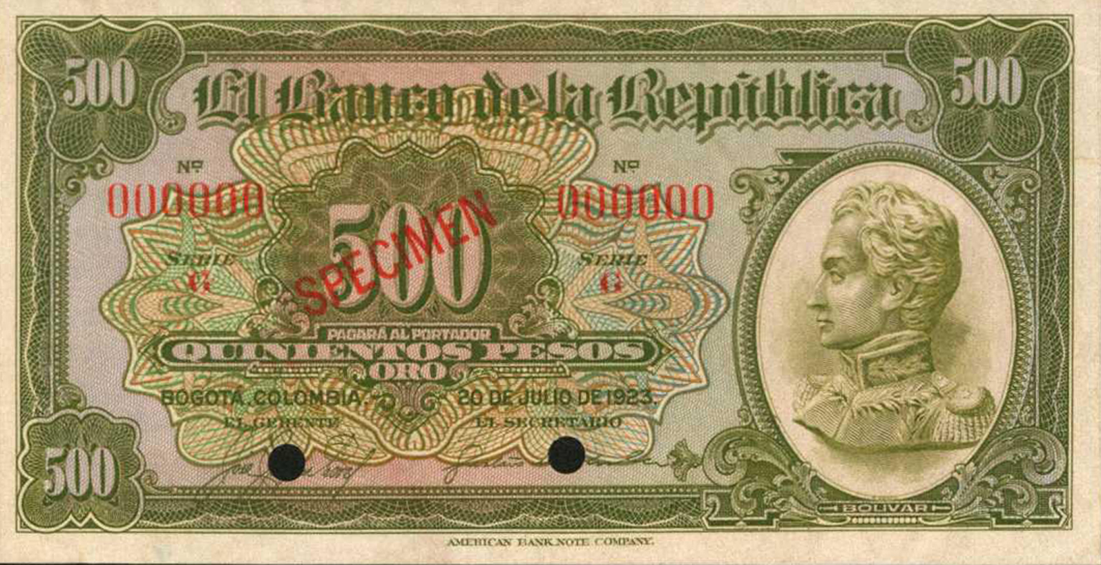  Diagonal red SPECIMEN ovpt front; all-zero s/n 