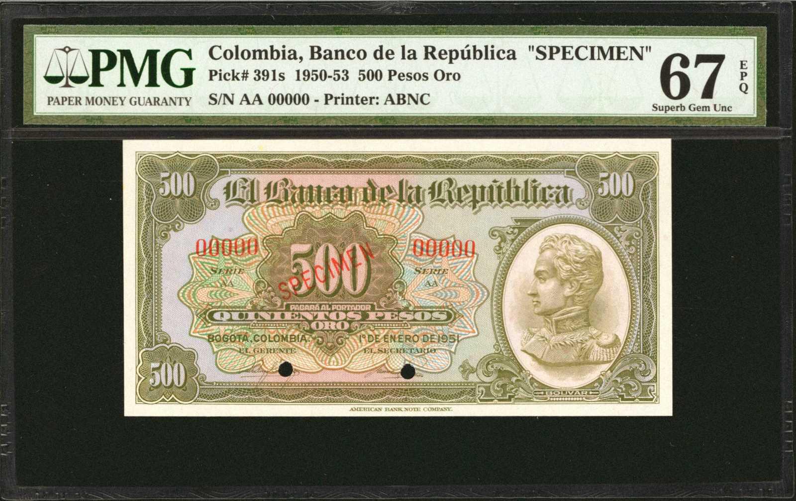  Diagonal red SPECIMEN ovpt front; all-zero s/n 