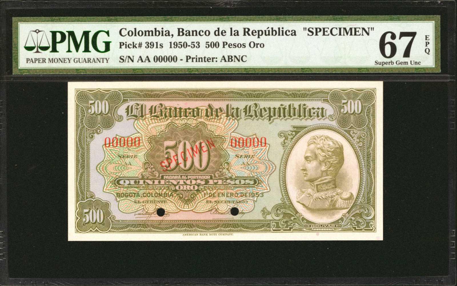  Diagonal red SPECIMEN ovpt front; all-zero s/n 