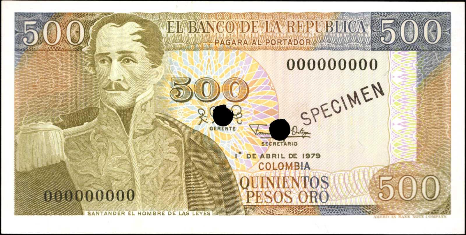  Diagonal black SPECIMEN ovpt front; all-zero s/n 