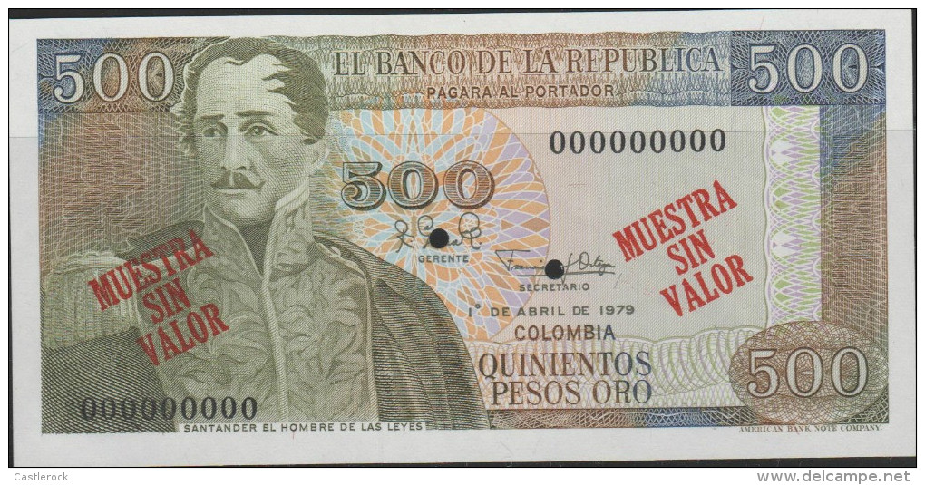  Two diagonal red MUESTRA / SIN VALOR ovpts front/back; all-zero s/n 