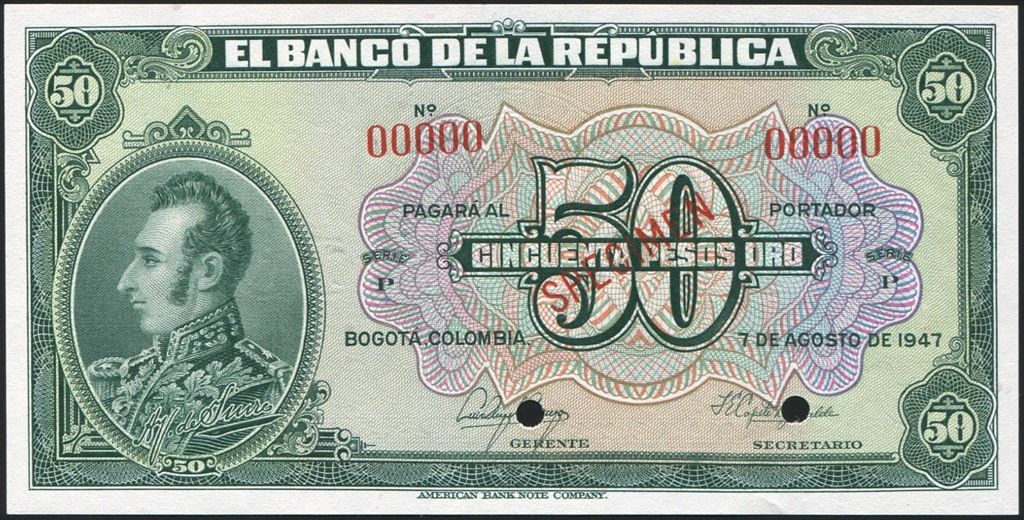  Diagonal red SPECIMEN ovpt front; all-zero s/n 