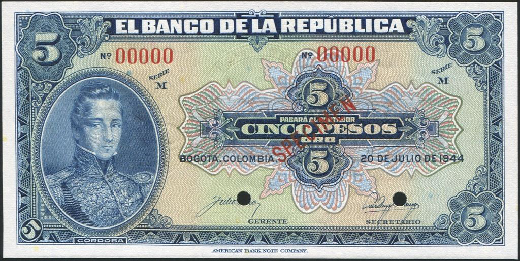  Diagonal red SPECIMEN ovpt front; all-zero s/n 