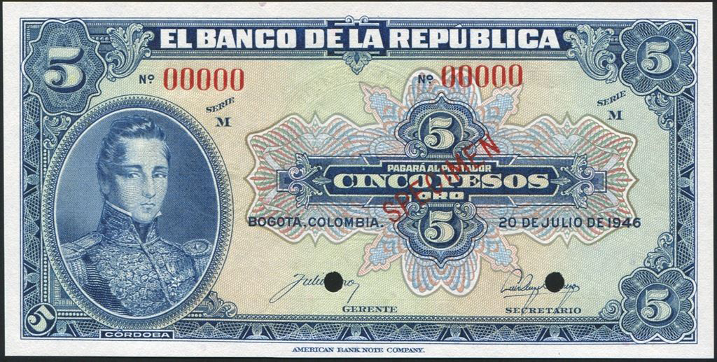  Diagonal red SPECIMEN ovpt front; all-zero s/n 